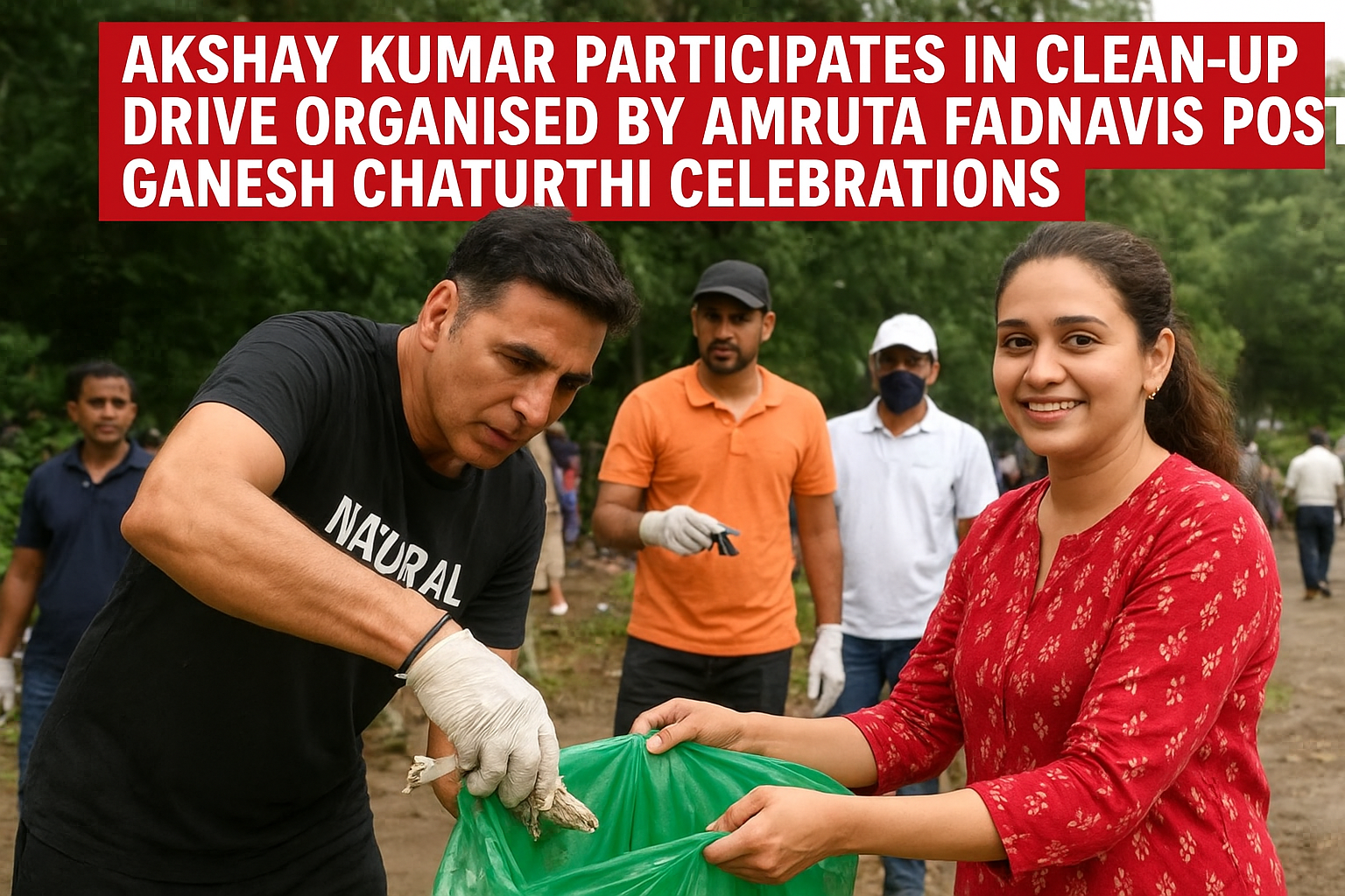 Akshay Kumar Participates in Clean-Up Drive Organised by Amruta Fadnavis Post Ganesh Chaturthi Celebrations