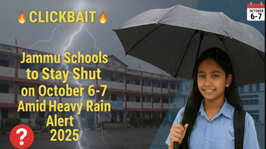 Jammu Schools to Stay Shut on October 6-7 Amid Heavy Rain Alert 2025